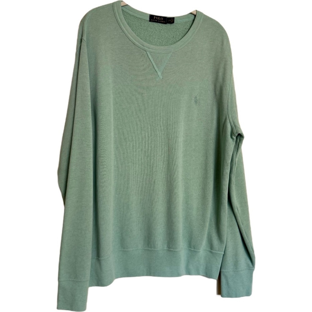 Polo Ralph Lauren Sz Large Crew Neck Mint Green Big Pony Sweater Preppy Classic